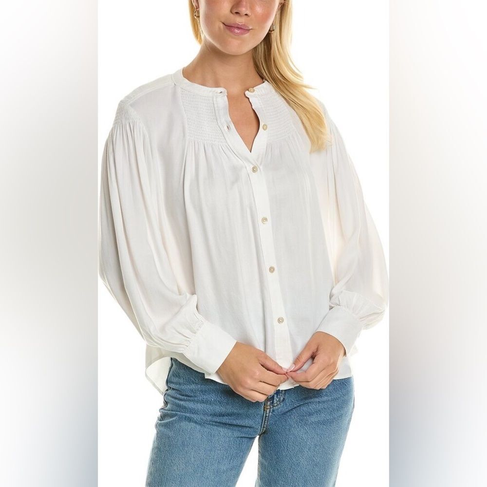 Rebecca Taylor Twill Button Down Blouse | Small | Milk